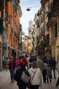 People strolling through streets of Verona