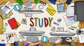 People and Study Concept with Photo Illustrations