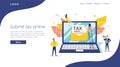 People submit tax by online vector illustration concept, online tax payment and report, can use for, landing page