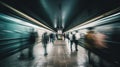 People in subway. Motion blur urban image
