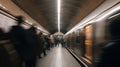 People in the subway during rush hour, timelapse, hyperlapse. Blurred in motion people