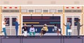 People in subway train flat vector characters