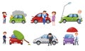 People Suffering From Different Car Accidents Vector Illustrations Royalty Free Stock Photo
