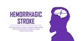 People suffering from hemorrhagic stroke. Hemorrhagic stroke patient concept. Medical help. People silhouette in paper cut style. Royalty Free Stock Photo