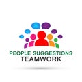 People suggestions team work logo partnership education celebration group work people icon vector designs on white background