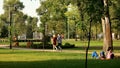 People in summer park.