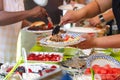 People at a Summer Potluck Barbecue Royalty Free Stock Photo