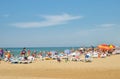 People sunbathing at the beach