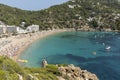 People sunbathing at Ibiza beach