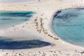 People sunbathing on lagoon of Balos. Crete. Greece.