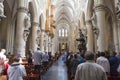 People at the Sunday mass in St Michael and St Gudula Cathedral Royalty Free Stock Photo