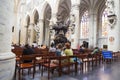 People at the Sunday mass in St Michael and St Gudula Cathedral Royalty Free Stock Photo