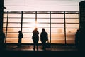 People sunset silhouette - two girls