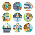 People In Supermarket Icons