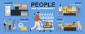 People In Supermarket Infographics Royalty Free Stock Photo