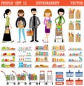 People in a supermarket with purchases