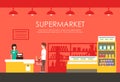 People in supermarket. Vector flat illustration. Grocery store Royalty Free Stock Photo