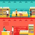 People in supermarket. Vector flat illustration. Grocery store Royalty Free Stock Photo