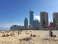 People on Surfers paradise beach Queensland Australia Royalty Free Stock Photo