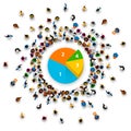 People surround the pie chart. Royalty Free Stock Photo