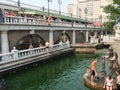 People swimming in a fountain, Alexander Gardens, Moscow, Russia Royalty Free Stock Photo