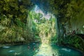 People swimming ni Ik Kil Cenote Yucatan Mexico North America