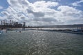 People swimming in the outdoor rock swimming pool