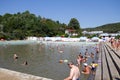 People swimming in public pool