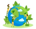 Protect Nature earth day flat vector illustration Royalty Free Stock Photo