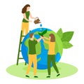 Protect Nature Ecology happy earth day flat vector Royalty Free Stock Photo