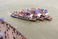 People take the ferry, visit Leshan Giant Buddha Royalty Free Stock Photo