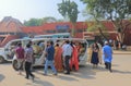 Indian tourism Shilpgram tourist bus Agra India