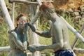 People take mud bath in Dalyan, Turkey. Royalty Free Stock Photo