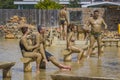 People take mud baths to improve the condition of the skin and strengthen the immune system. Royalty Free Stock Photo