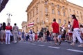 People take part in demonstration in Minsk, Belarus, August 16, 2020 against the police violence in country at the State Security