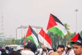 People take part in a protest in support of Palestinians following the conflict between Israel and Hamas in Monas