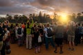 People take a photo in Angkor Wat temple in Siem Reap, Cambodia