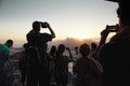 People take photos from Morro da Urca on the Sugarloaf cable car Royalty Free Stock Photo