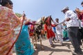 People taking blessings from dev ashwa during palkhi festival