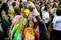 People taking a group picture at The Color Run Bucharest.Happiest 5k on the planet!