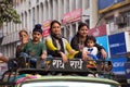 People taking part in car procession during Guru Nanak Gurpurab