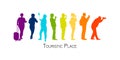 People taking photo, colorful silhouette characters for your design