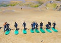 People taking surfing lesson