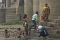 People taking their ritual morning bath in the Ganges.