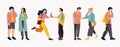 People talking on phone. Trendy cartoon office workers and diverse people talking on telephone. Vector conversation an