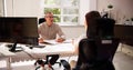 People Talking In Recruiting Interview Meeting Royalty Free Stock Photo