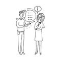 People talking and thinking. Doodle elements. Royalty Free Stock Photo