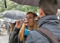 People taste wine during Kyiv Food and Wine Festival, Ukraine.