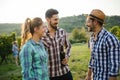 People tasting wine in vineyard Royalty Free Stock Photo