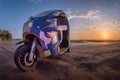 Tuk Tuk vehicle isolated, taxi transportation in El Gouna, Egypt